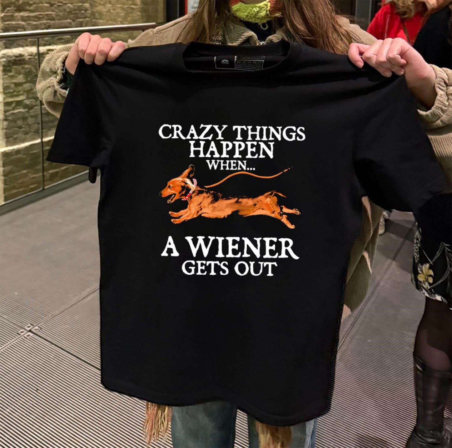Crazy Things Happen When A Wiener Gets Out Dachshund shirt