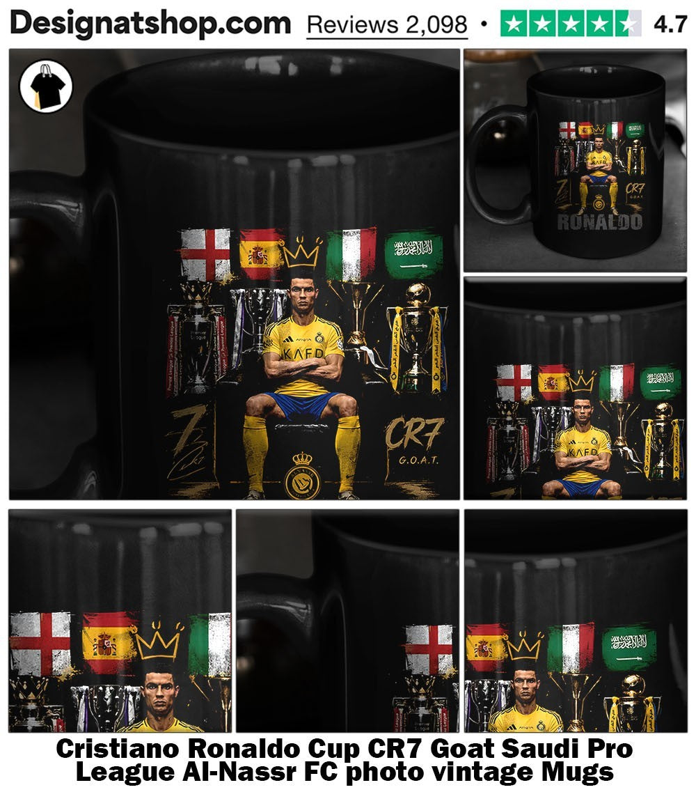 Cristiano Ronaldo Cup CR7 Goat Saudi Pro League Al-Nassr FC photo vintage shirt