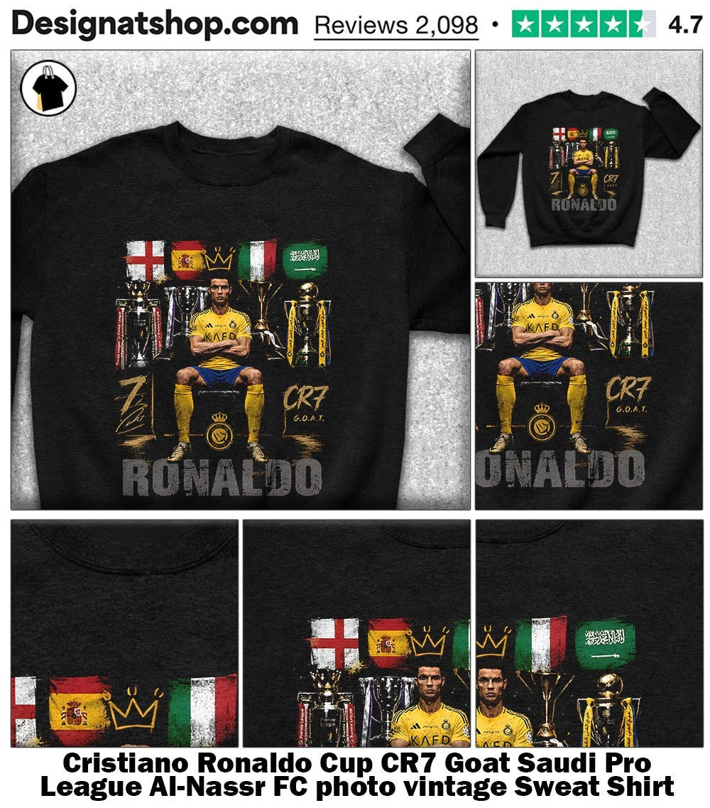 Cristiano Ronaldo Cup CR7 Goat Saudi Pro League Al-Nassr FC photo vintage shirt
