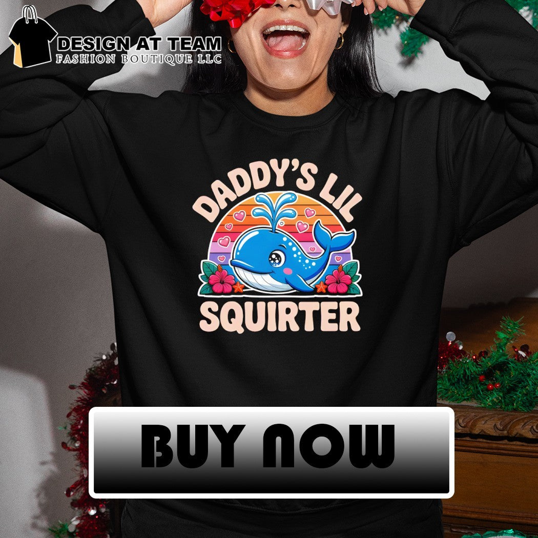 Cute whale cartoon ocean animals daddy’s lil squirter flower hibiscus t shirt