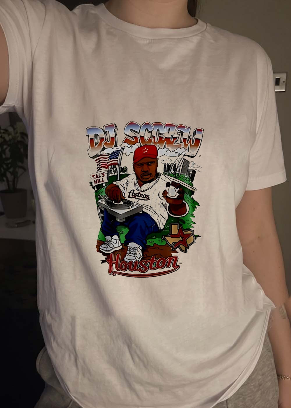 DJ Screw Houston Tal’s Hill Astros DJing with Baseball T-Shirt