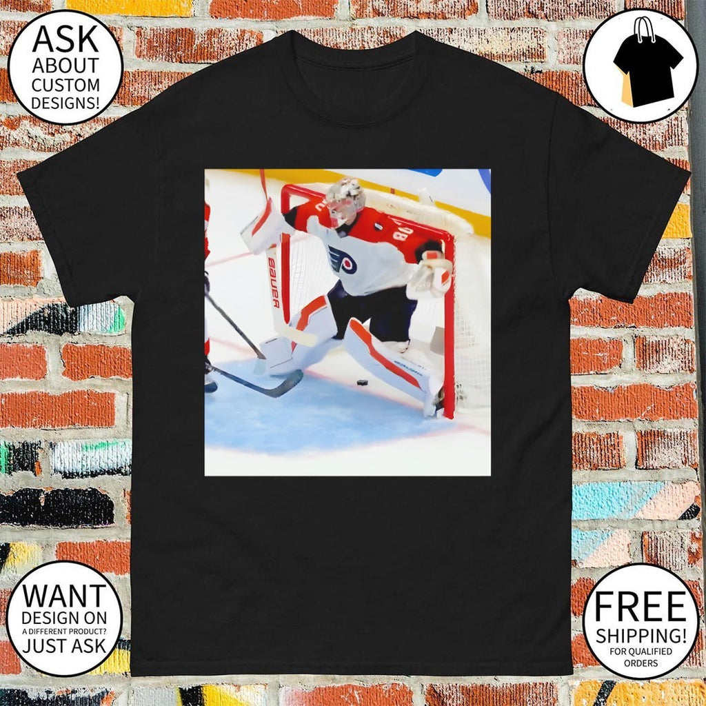 Dan Vladar Philadelphia Flyers Playoff NHL attempt to block the shot photo shirt