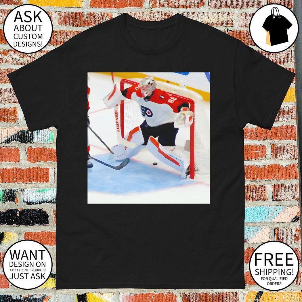 Dan Vladar Philadelphia Flyers Playoff NHL attempt to block the shot photo shirt