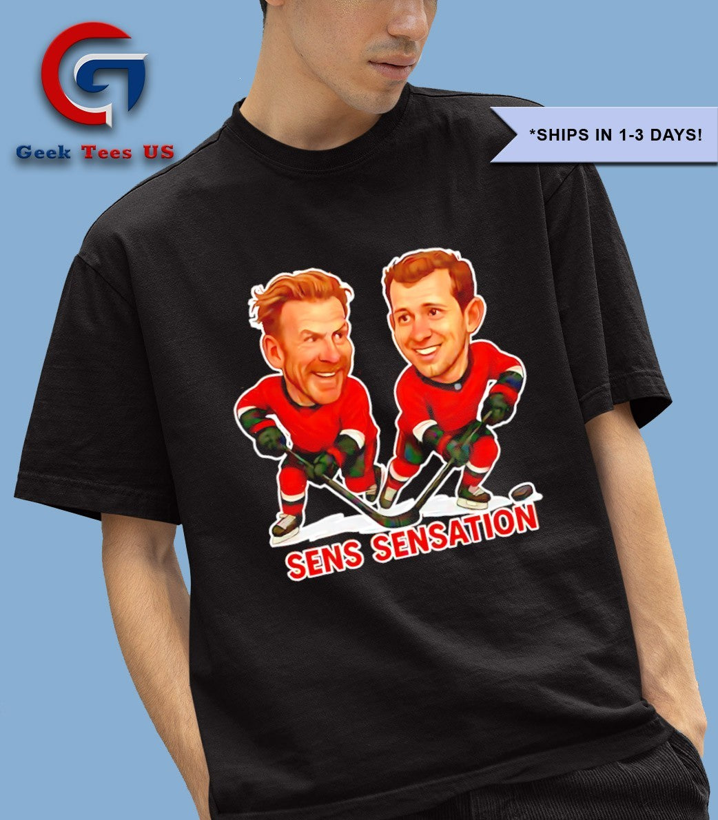 Daniel Alfredsson and Jason Spezza Sens Sensation Hockey caricatures shirt
