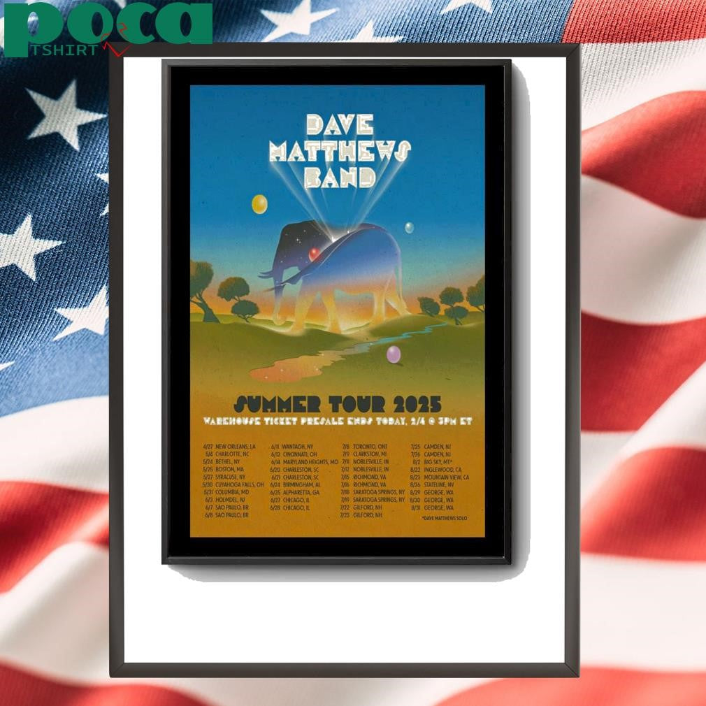 Dave Matthews Band Summer Tour 2025 Event Poster shirt