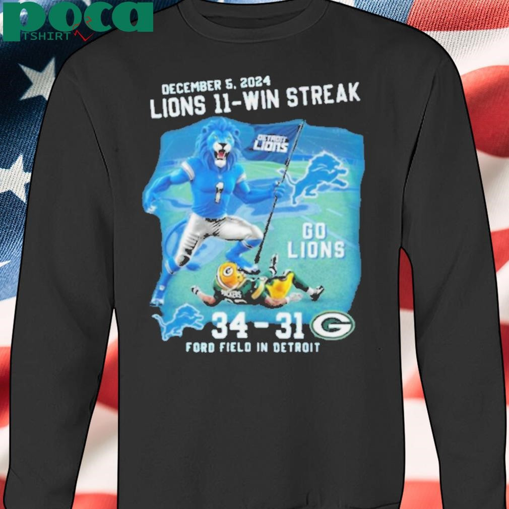 December 5, 2025 Detroit Lions 11 Win Streak Champions Ford Field In Detroit Shirt