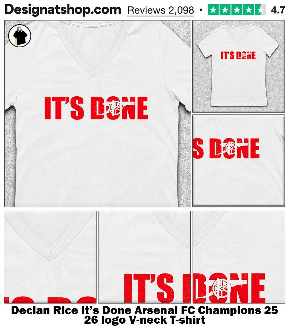 Declan Rice It’s Done Arsenal FC Champions 25 26 logo shirt