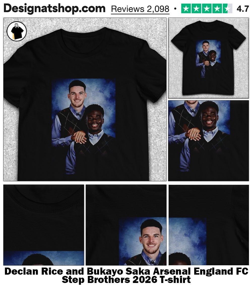 Declan Rice and Bukayo Saka Arsenal England FC Step Brothers 2026 shirt