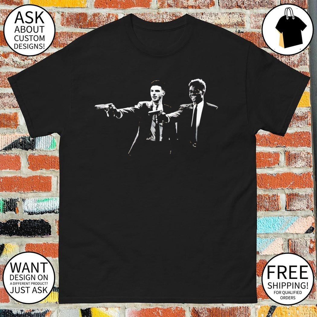 Declan Rice and Bukayo Saka Arsenal FC Pulp Fiction Style shirt