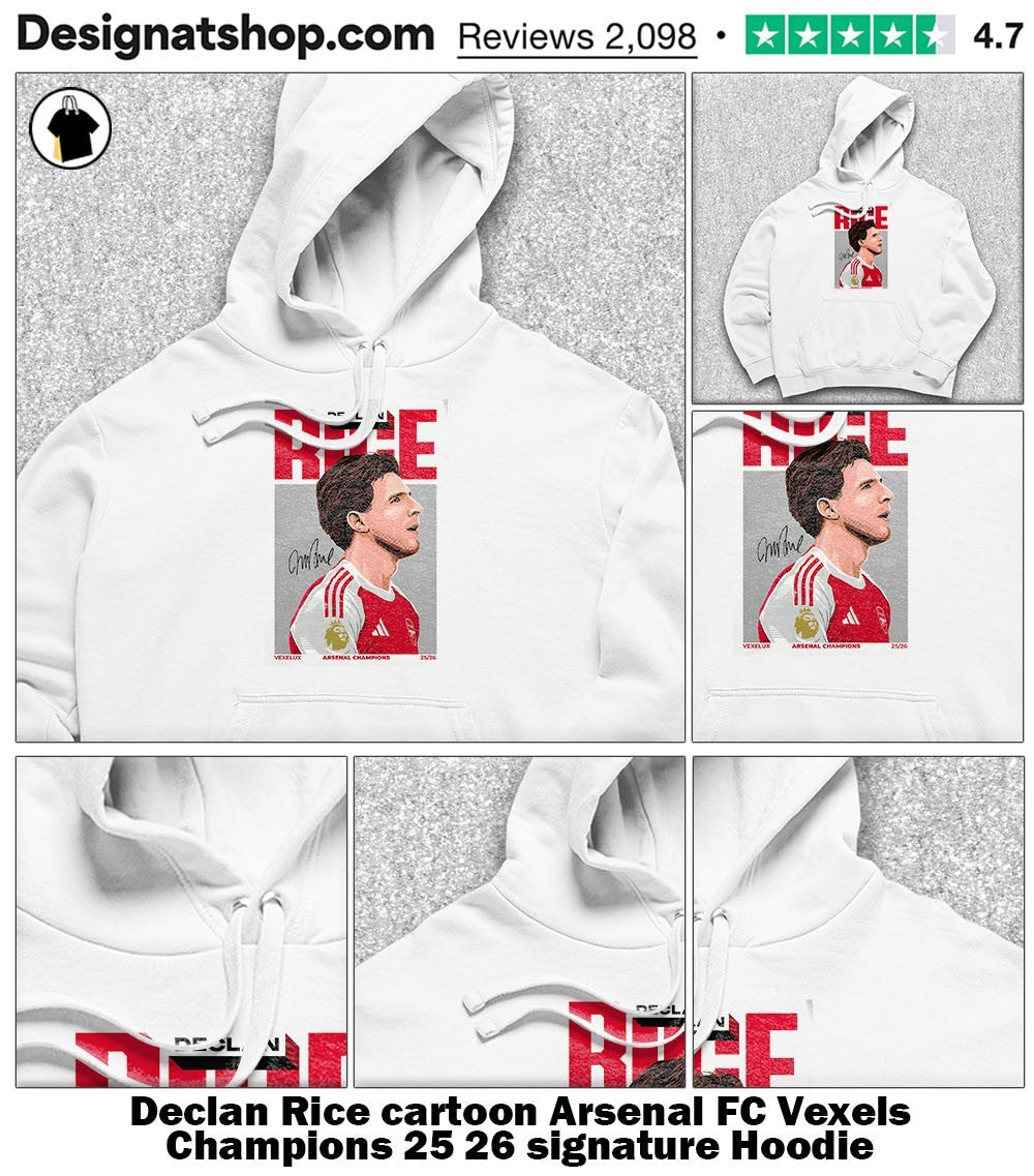 Declan Rice cartoon Arsenal FC Vexels Champions 25 26 signature shirt