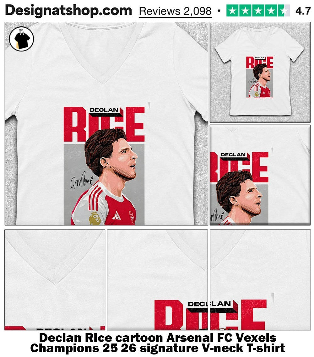 Declan Rice cartoon Arsenal FC Vexels Champions 25 26 signature shirt