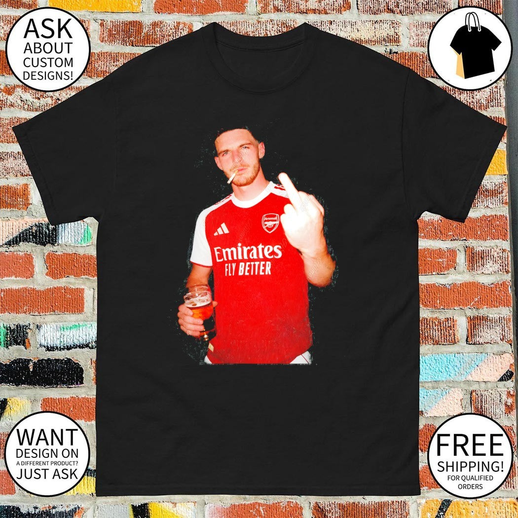 Declan Rice middle finger smoking Arsenal FC 2026 shirt