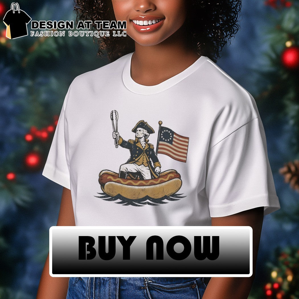Delaware Dog George Washington Hotdog American flag 4th of July shirt