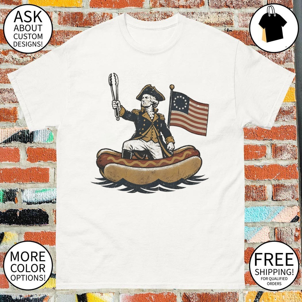 Delaware Dog George Washington Hotdog American flag 4th of July shirt