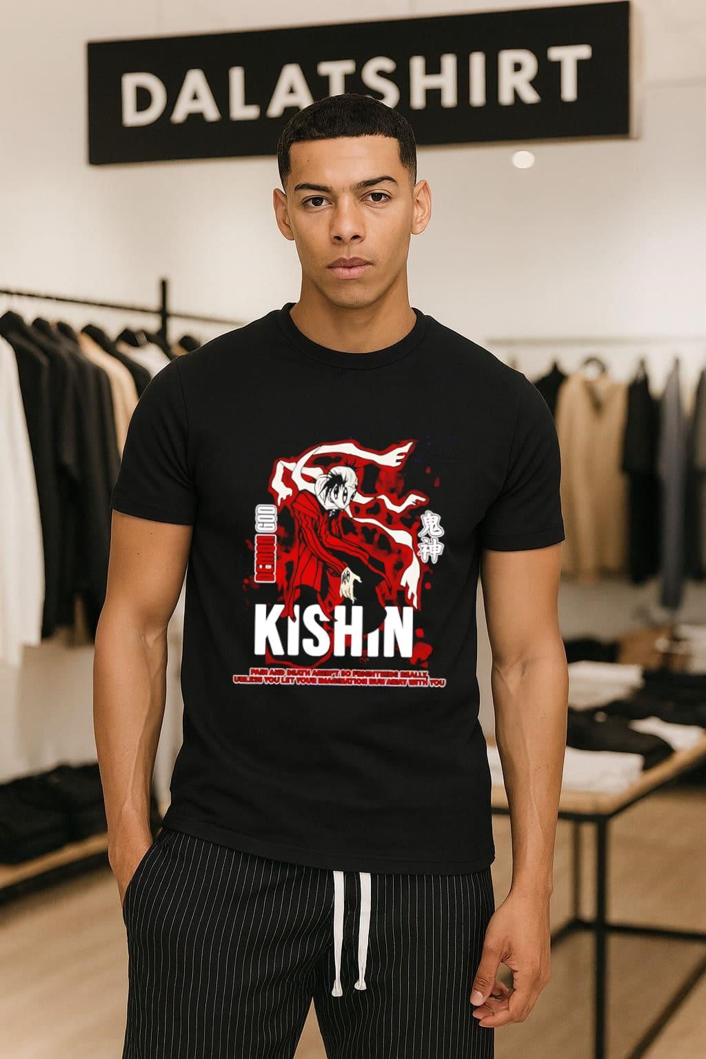 Demon God Kishin Soul Eater Asura Meditating Silhouette Red Background shirt