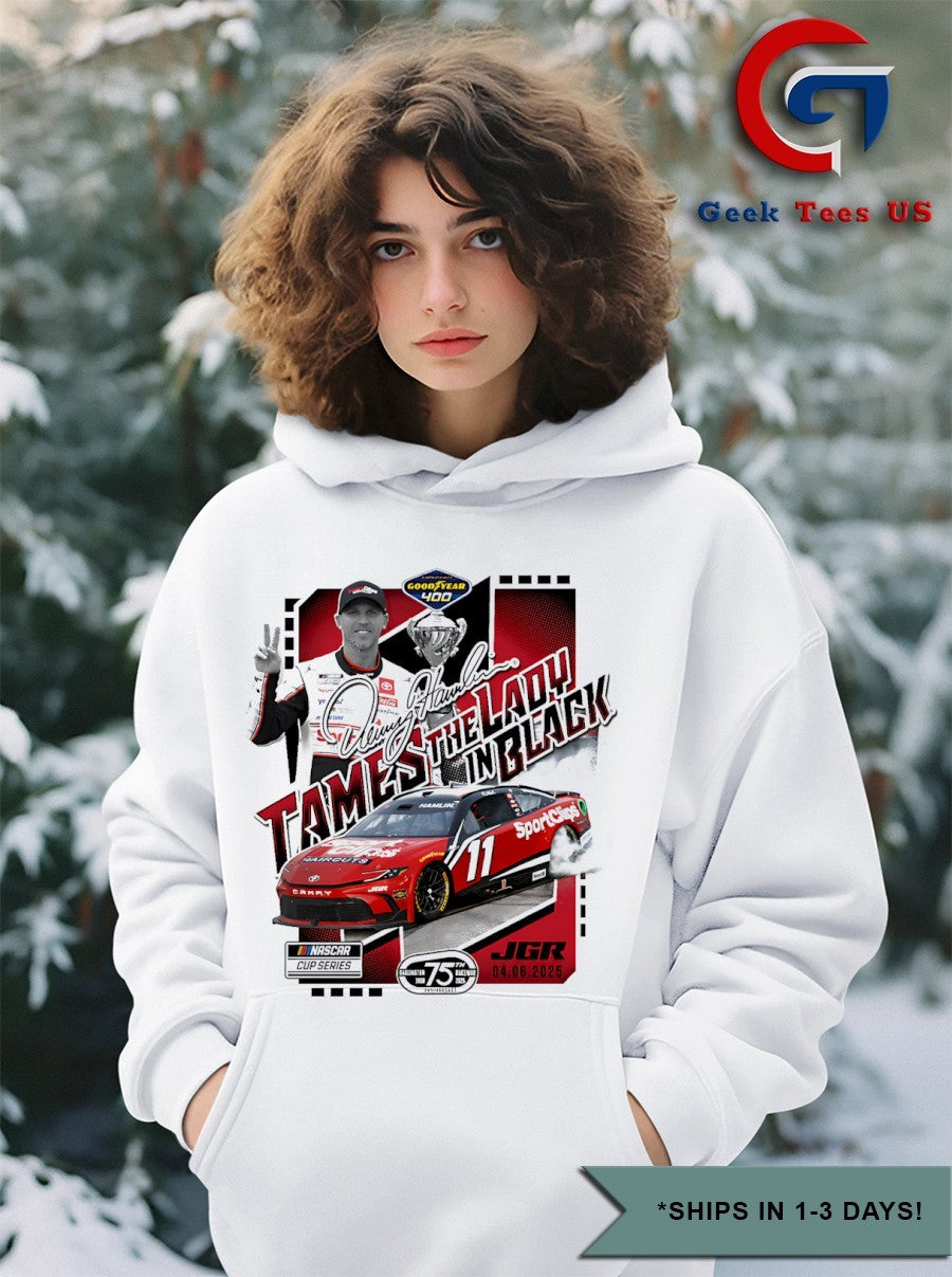 Denny Hamlin Tames the Lady in Black 2025 Goodyear 400 Race Winner graphic shirt