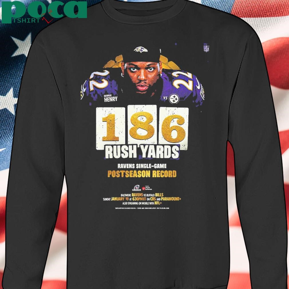 Derrick Henry Baltimore Ravens 185 Rush Yards Ravens Single Game Postseason Record Unisex T-Shirt