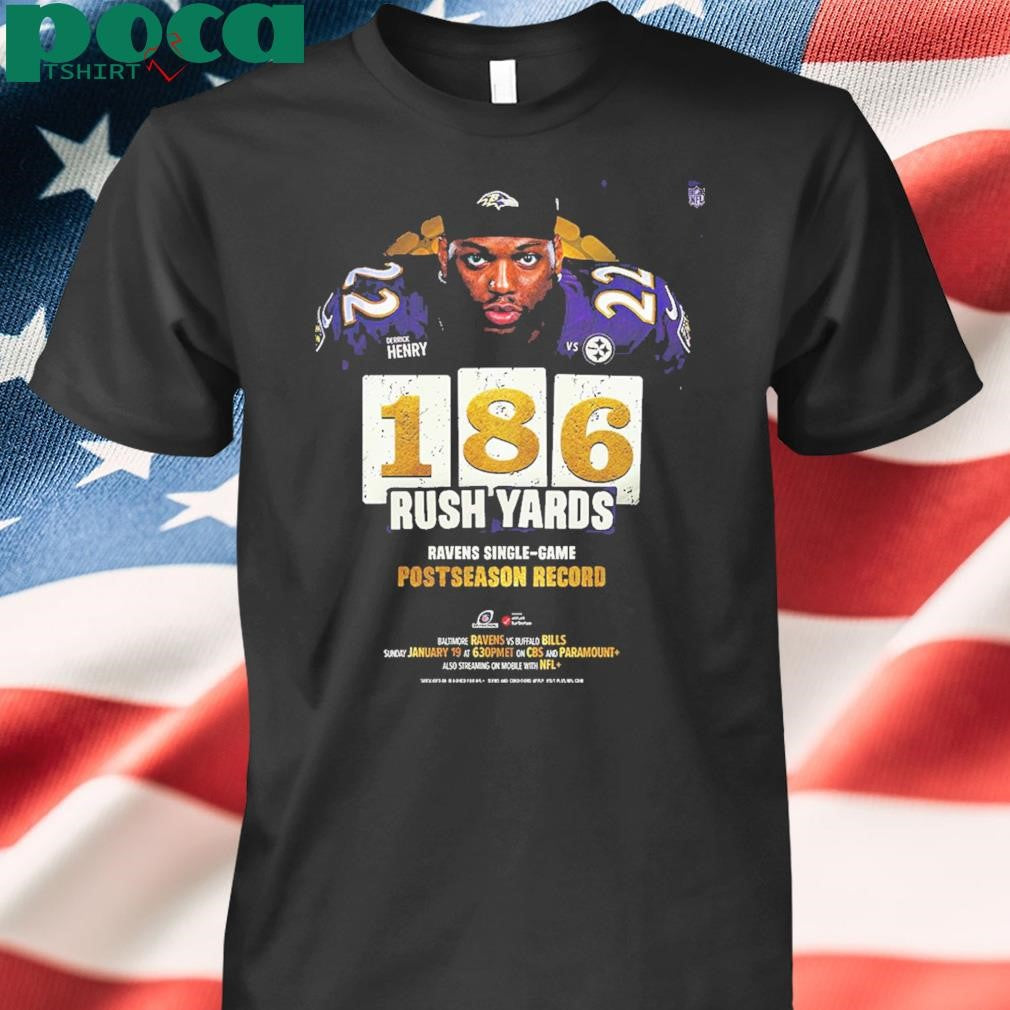 Derrick Henry Baltimore Ravens 185 Rush Yards Ravens Single Game Postseason Record Unisex T-Shirt