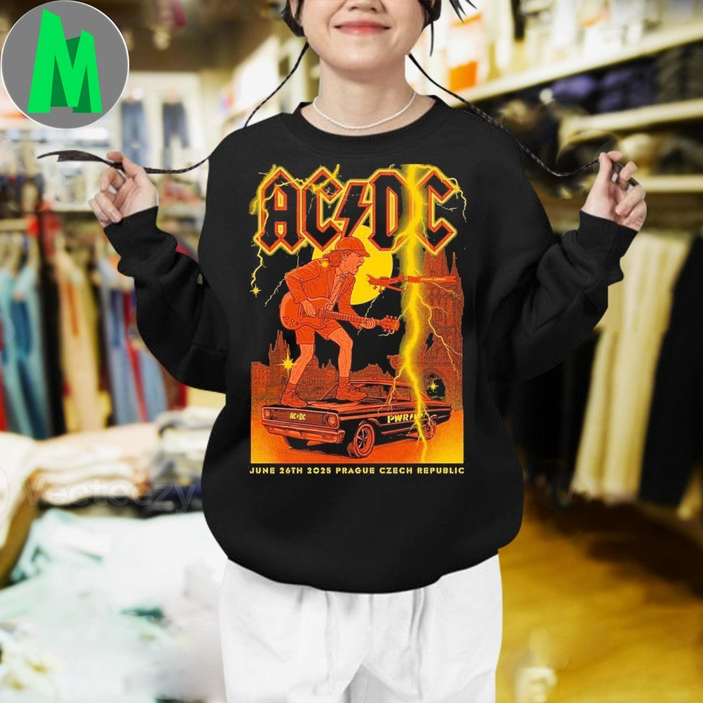 Design ACDC Prague Czech Republic PWR UP Tour 2025 At Airport Letnany On June 26th Shirt