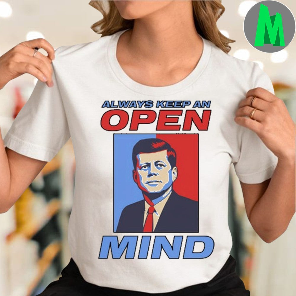Design Always Keep An Open Mind JFK Pop Art Graphic T-Shirt