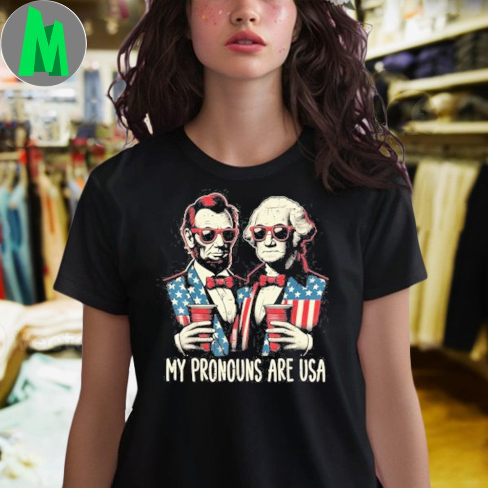 Design American Lincoln Washington Funny American 4th Of July Shirt