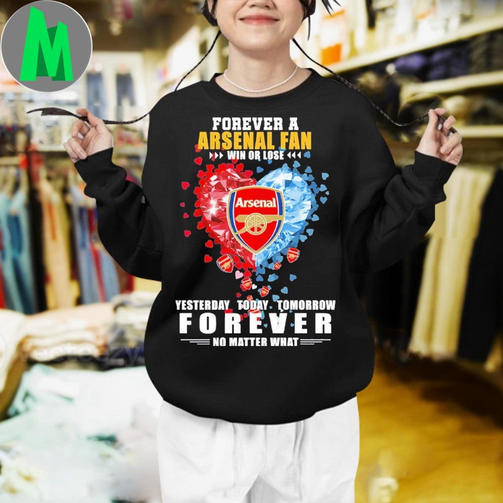 Design Arsenal FC Forever Fan Win or Lose Diamond Heart T-Shirt