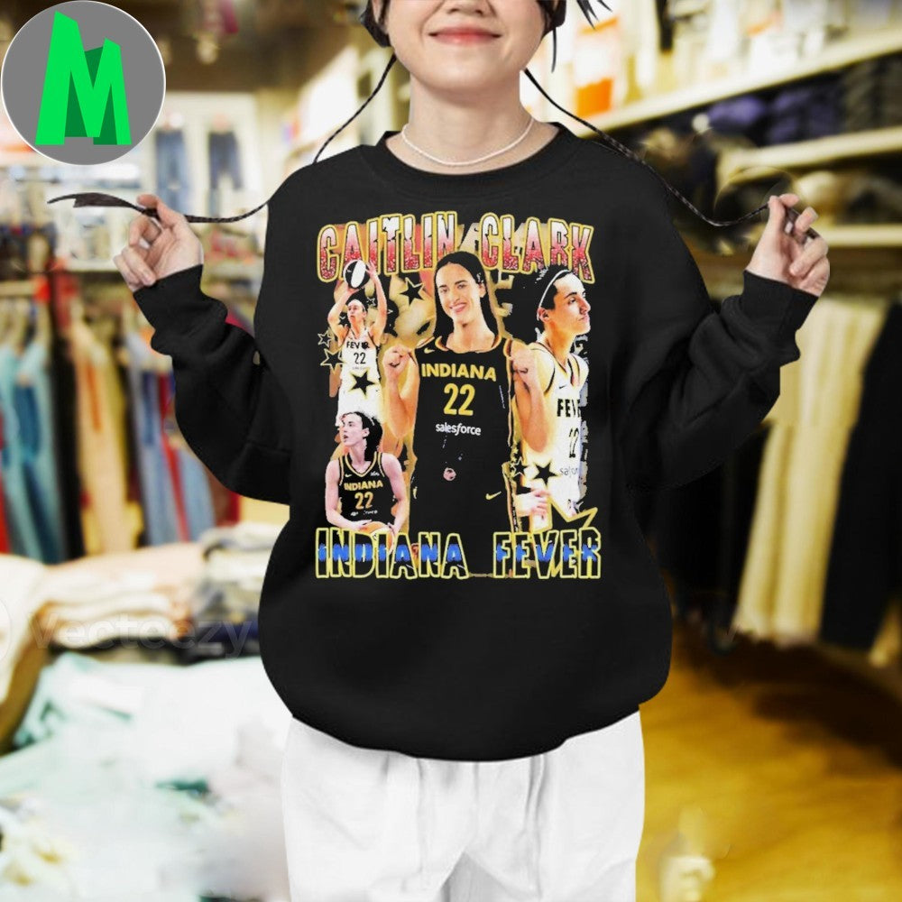 Design Caitlin Clark Indiana Fever Vintage 90s Bootleg Style Graphic T-Shirt