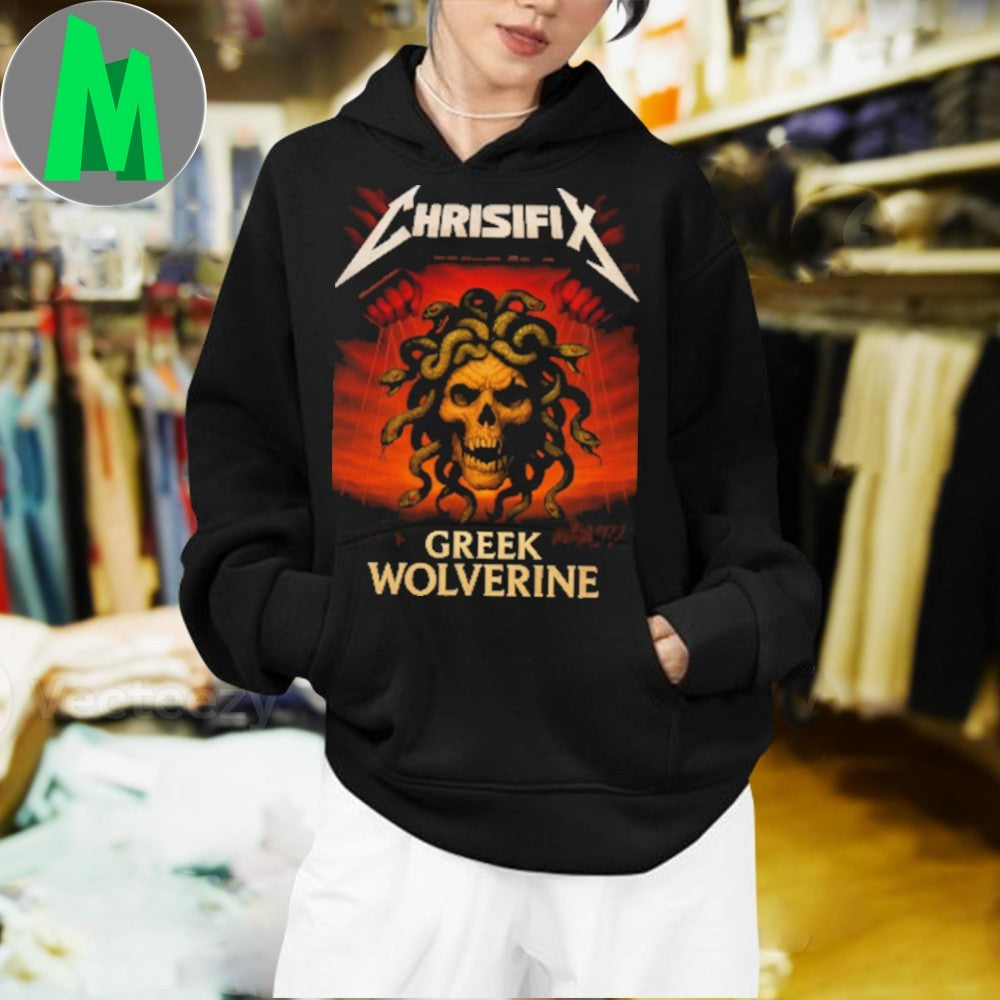 Design Chrisifix Greek Wolverine Master of Medusa Skull Shirt