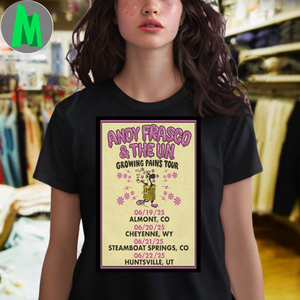 Design Cream Andy Frasco & The U.N. Growing Pains Tour June 2025 Poster T-Shirt