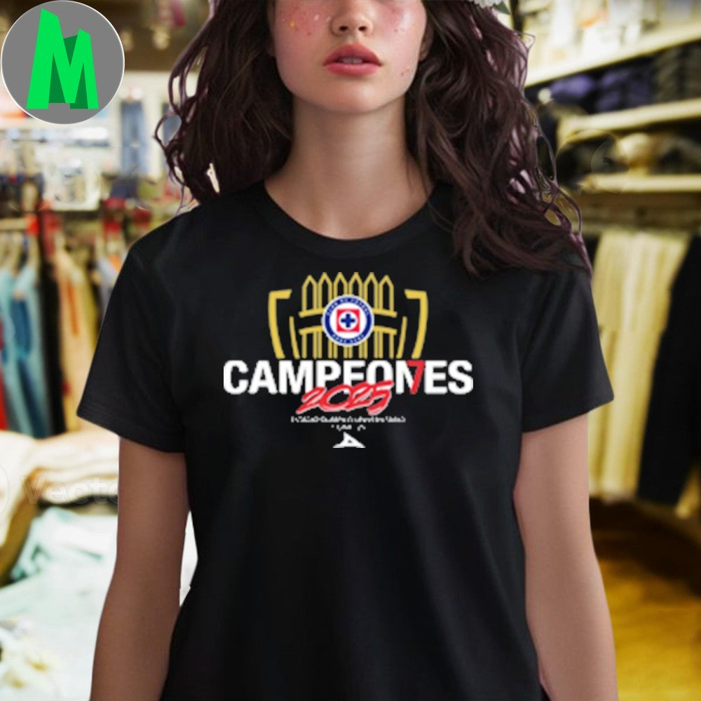 Design Cruz Azul Campeones 2025 Liga MX Soccer Fan Championship Shirt