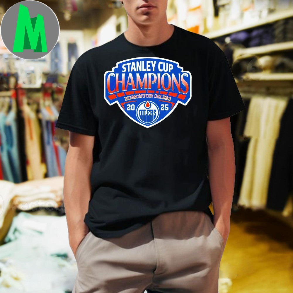 Design Edmonton Oilers Stanley Cup Champions 2025 Logo Graphic T-Shirt