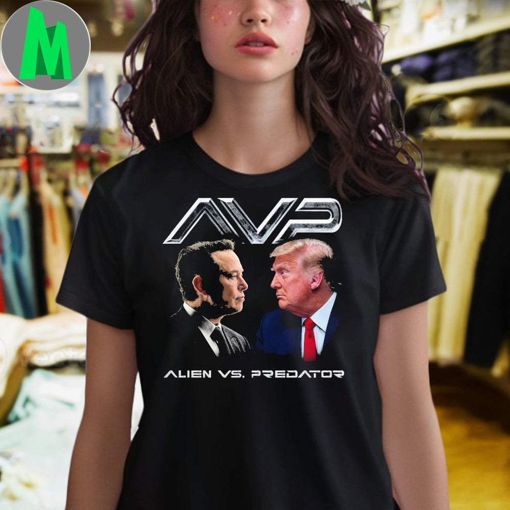 Design Elon Musk vs Donald Trump Alien vs Predator Parody Political Fan T-Shirt