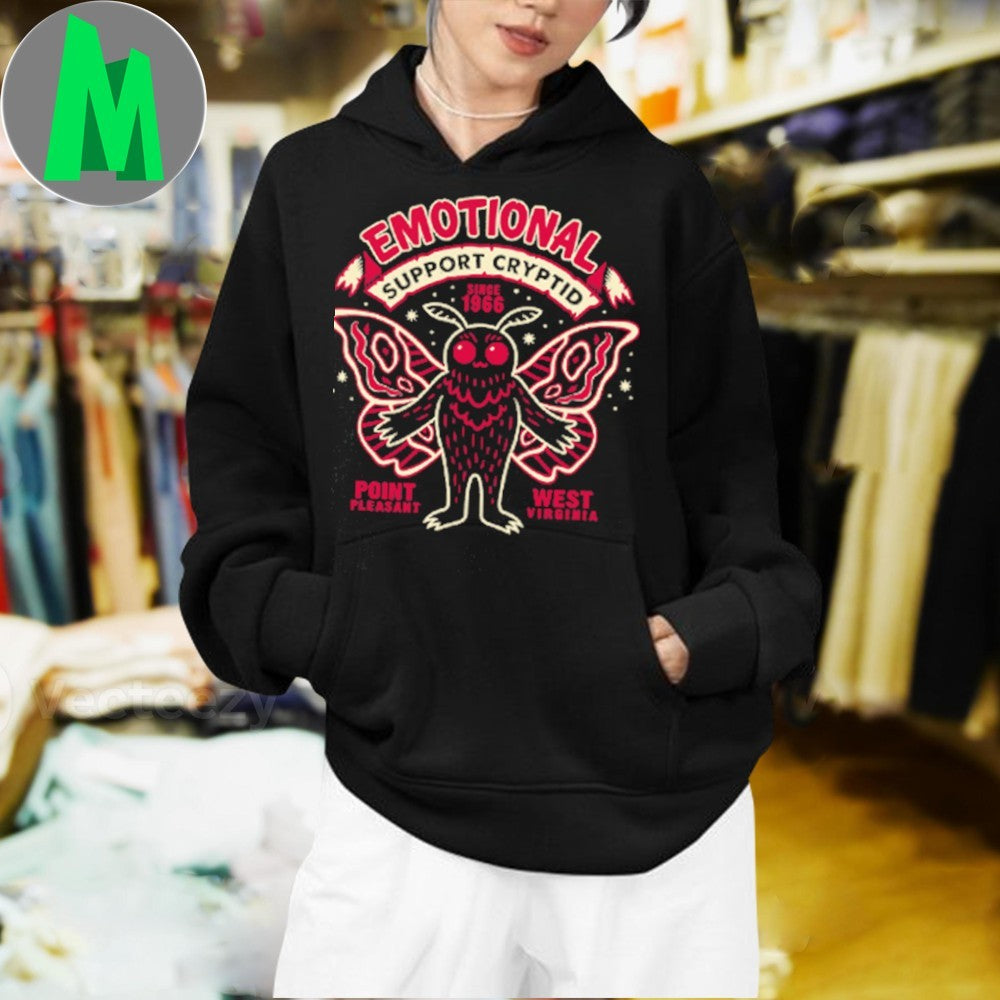 Design Emotional Support Cryptid Mothman Point Pleasant WV Graphic T-Shirt