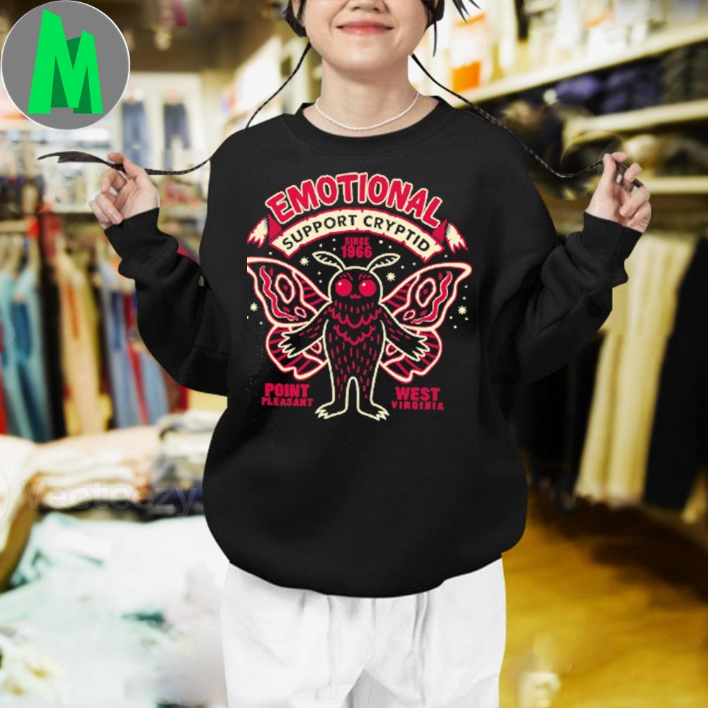 Design Emotional Support Cryptid Mothman Point Pleasant WV Graphic T-Shirt
