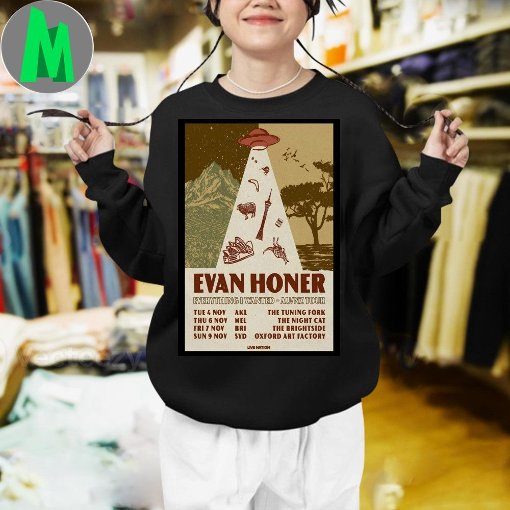 Design Evan Honer Everything I Wanted AU NZ Tour 2025 Concert Poster T-Shirt