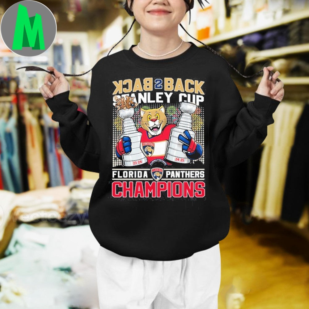 Design Florida Panthers Back 2 Back Stanley Cup Champions 2024-2025 Graphic T-Shirt