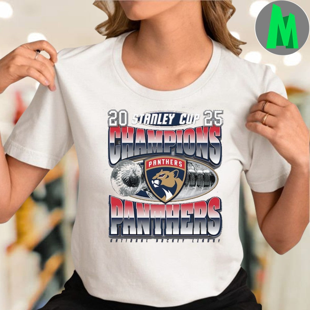Design Florida Panthers Mitchell & Ness Heather Gray 2025 Stanley Cup Champions Victory Shirt