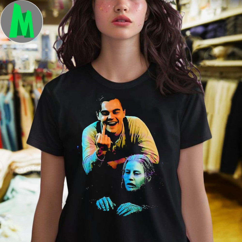 Design Funny Titanic Meme Jack Middle Finger Ice Water Scene Shirt