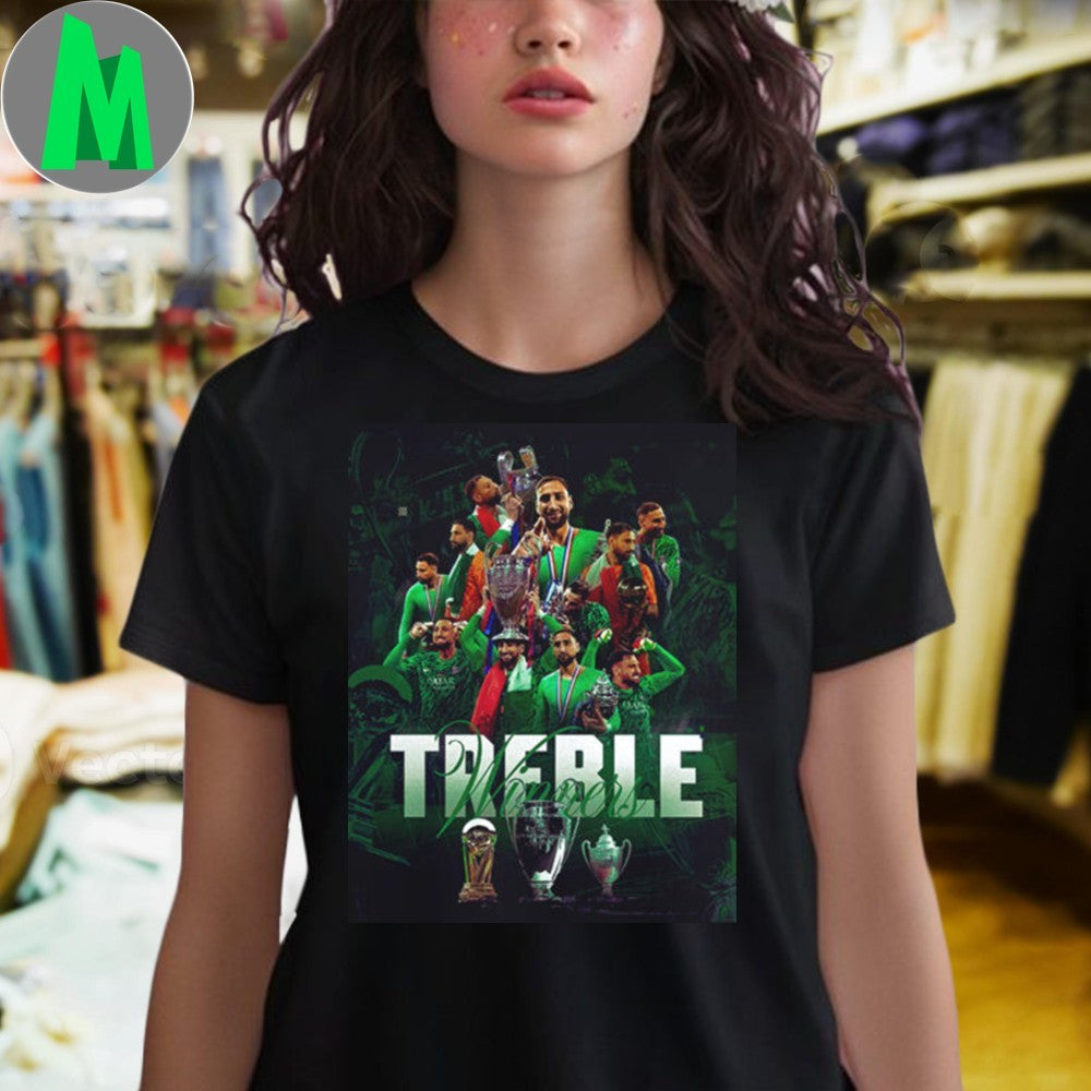 Design Gianluigi Donnarumma Winners Treble Title Football Soccer Champions Fan Shirt
