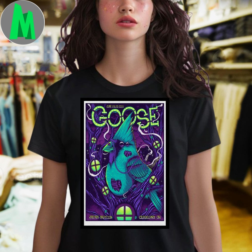 Design Goose June 19-20 2025 Cleveland Jacobs Pavilion Concert Poster T-Shirt