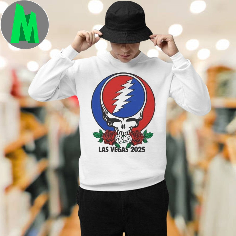 Design Grateful Dead & Company Las Vegas 2025 Skull Lightning Bolt Roses Music Band Fan Shirt