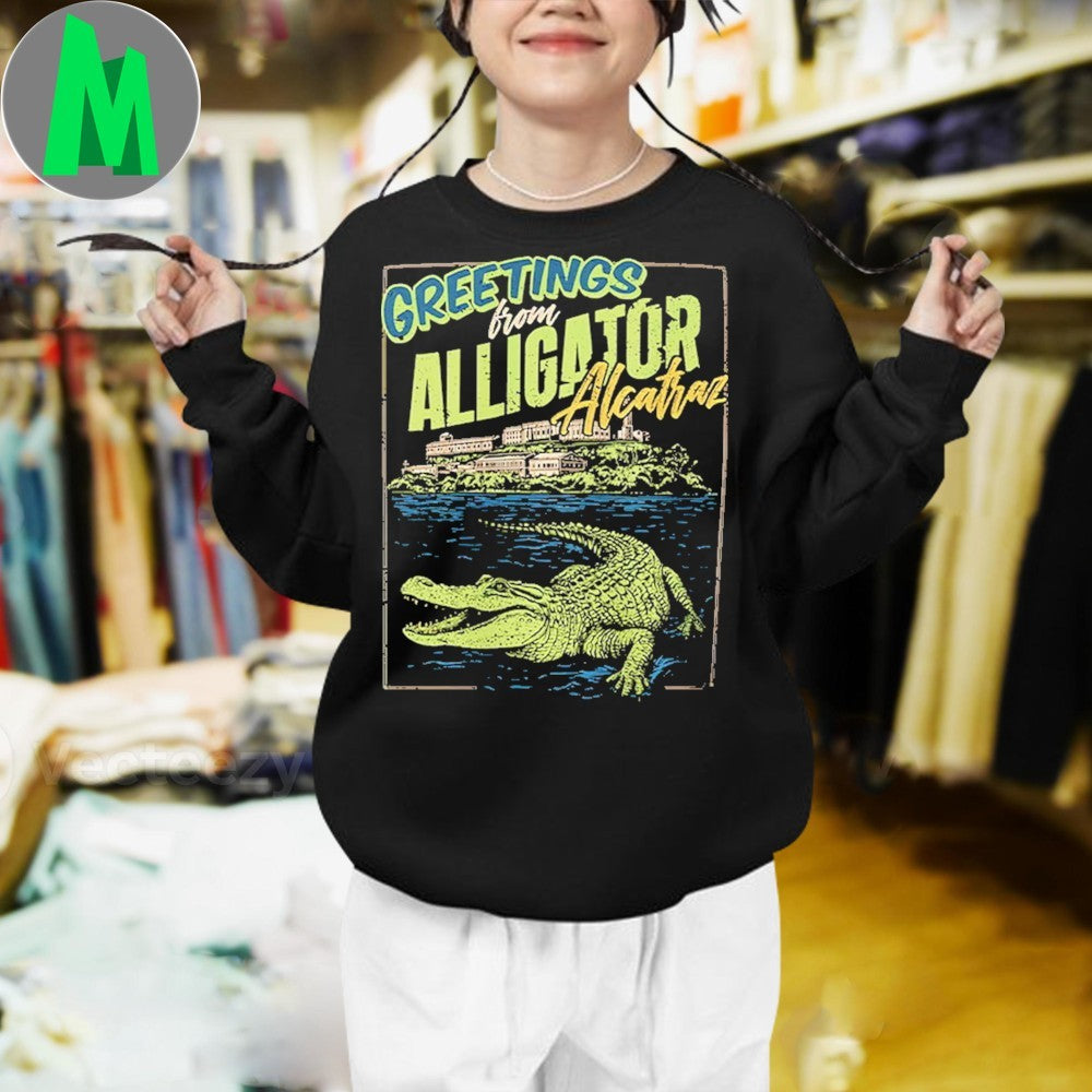 Design Greetings From Alligator Alcatraz Retro Travel Graphic T-Shirt