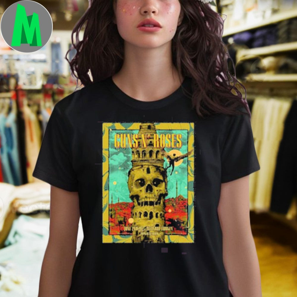 Design Guns N’ Roses Istanbul Turkey 2025 June 2 Tupras Stadium Concert Poster Skull Rock Band Fan Apparel T-Shirt