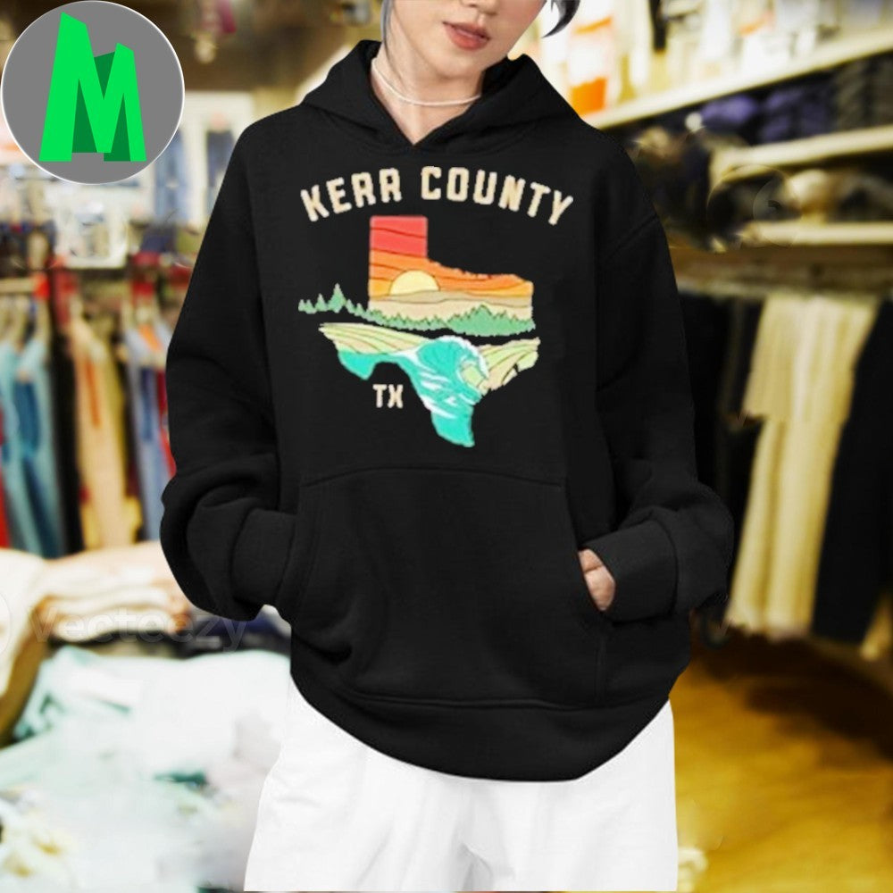 Design Kerr County Texas Landscape Map Graphic T-Shirt