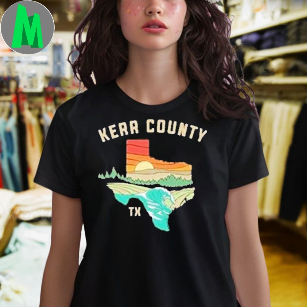 Design Kerr County Texas Landscape Map Graphic T-Shirt