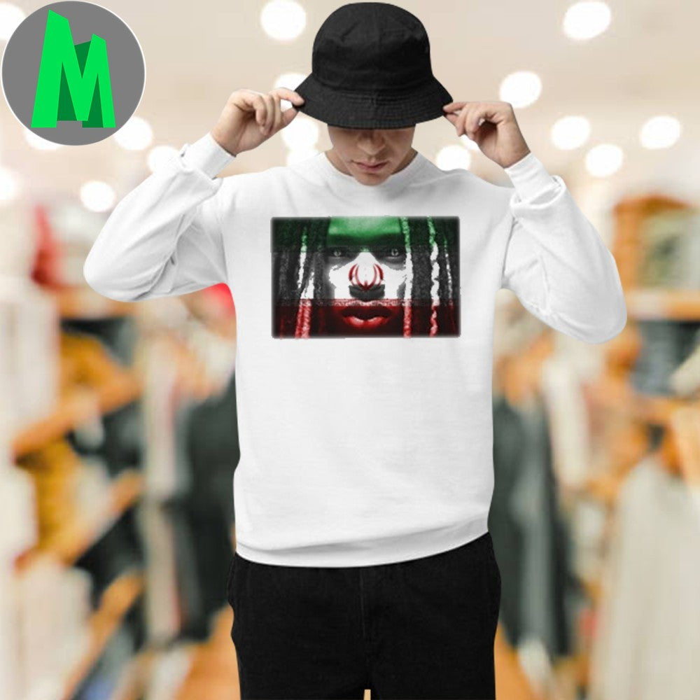 Design King Von Iran Flag Face Graphic T-Shirt