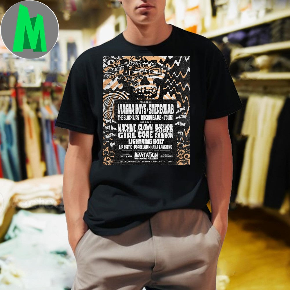 Design Levitation Halloween Freakend 2025 Concert Poster T-Shirt