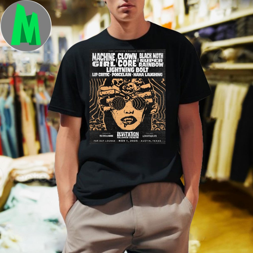 Design Levitation Halloween Freakend 2025 Machine, Clown Concert T-Shirt