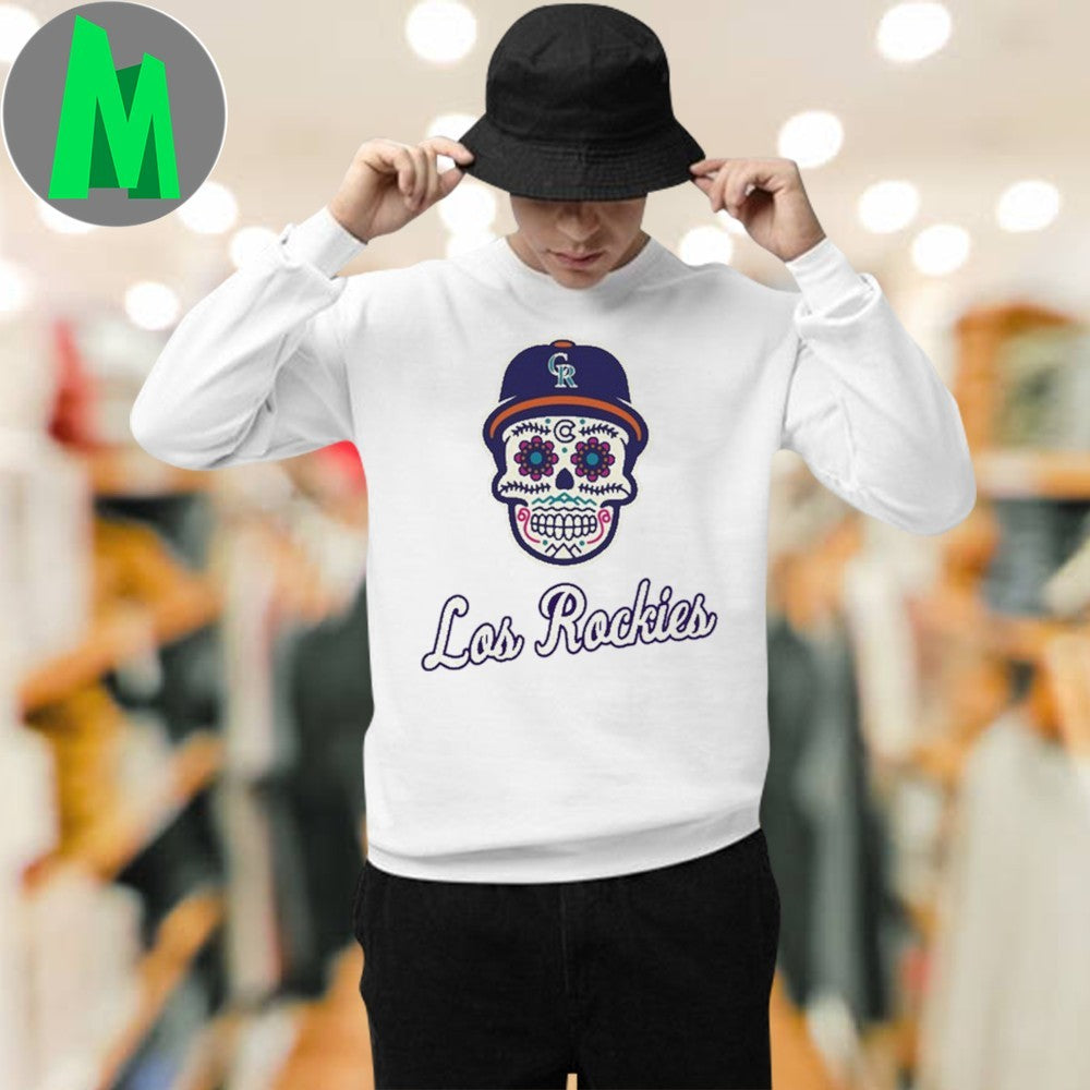 Design Los Rockies Sep 20, 2025 Hispanic And Latino Culture Sugar Skull Baseball Logo T-Shirt