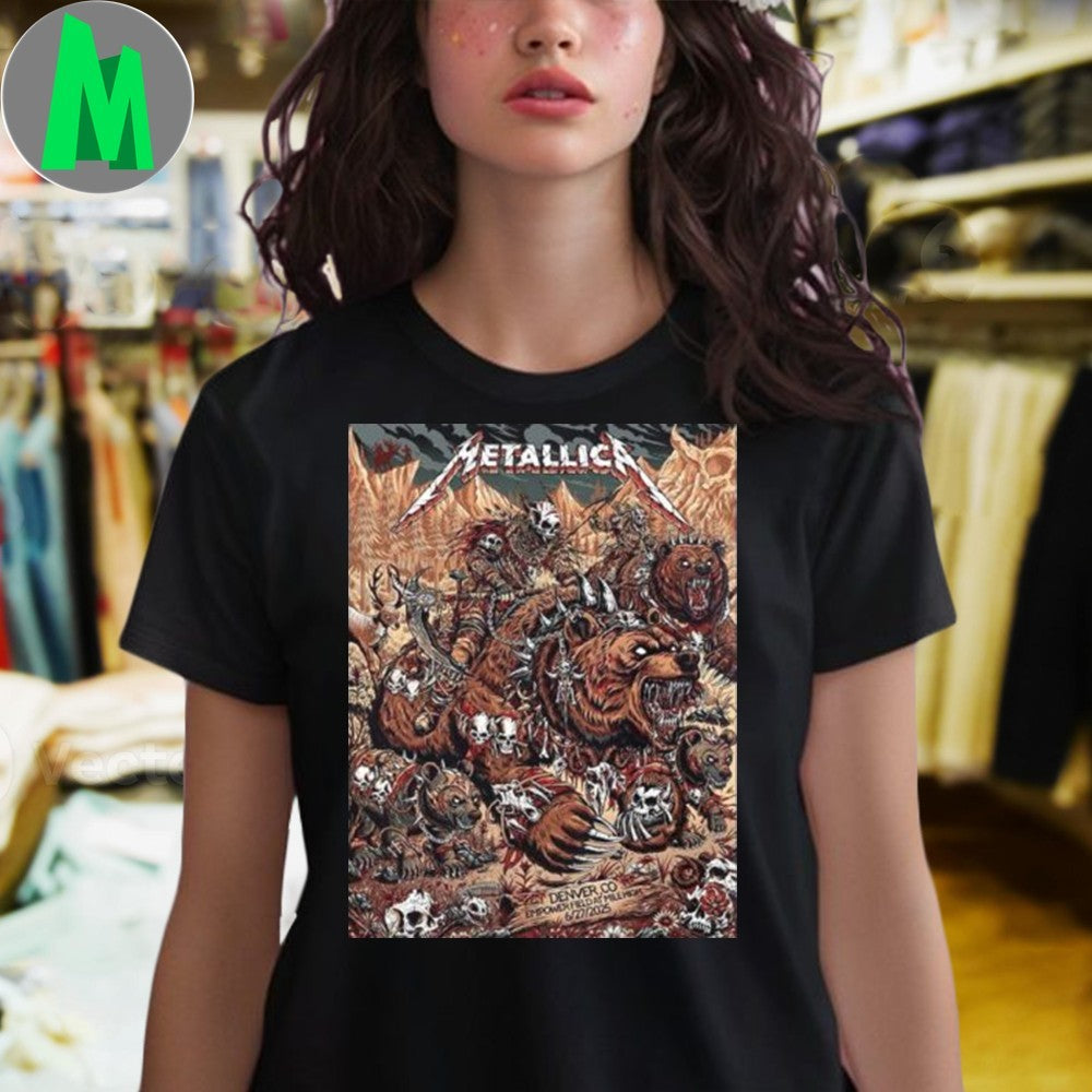 Design Metallica M72 Denver 2025 Night 1 Venue Poster In Denver Colorado At Empower Field at Mile High On June 27 2025 Shirt